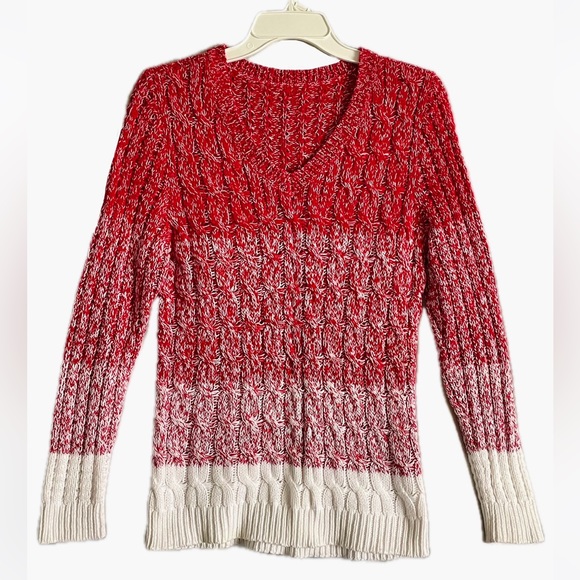 Red white women’s sweater. Size M. Knit. Stretchy. Nice - Picture 1 of 5